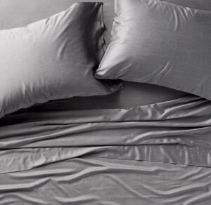 Queen 400 Thread Count Rayon from Bamboo Sheet Set Dark Gray - NEW